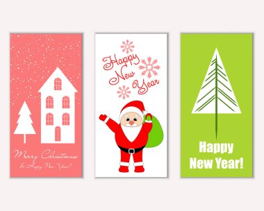 vektör çizim kış tatil tebrik kartları