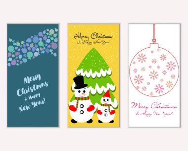 vektör çizim kış tatil tebrik kartları