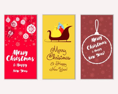 vektör çizim kış tatil tebrik kartları