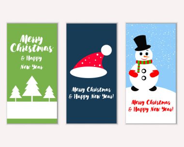 mutlu Noeller ve mutlu yeni yıl tebrik kartları vektör çizim