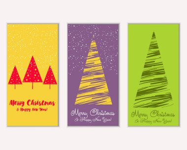 Mutlu Noeller ve mutlu yeni yıl tebrik kartları. Vektör çizim     