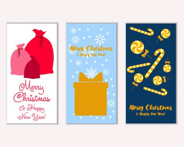 mutlu Noeller ve mutlu yeni yıl tebrik kartları vektör çizim       