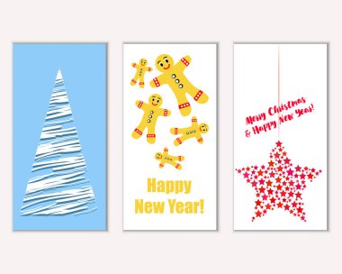 vektör çizim kış tatil tebrik kartları