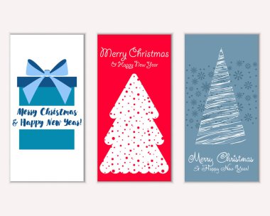 Renkli Noel kartları ile yeni yıl süslemeleri, illüstrasyon vektör