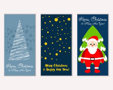mutlu Noeller ve mutlu yeni yıl tebrik kartları vektör çizim     