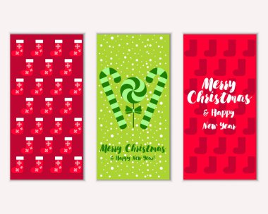 mutlu Noeller ve mutlu yeni yıl tebrik kartları vektör çizim