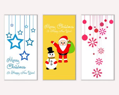mutlu Noeller ve mutlu yeni yıl tebrik kartları vektör çizim