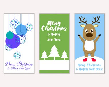 Renkli Noel kartları ile yeni yıl süslemeleri, illüstrasyon vektör
