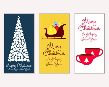vektör çizim kış tatil tebrik kartları
