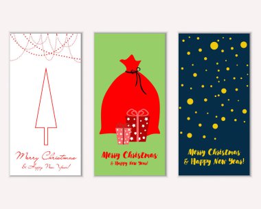 vektör çizim kış tatil tebrik kartları