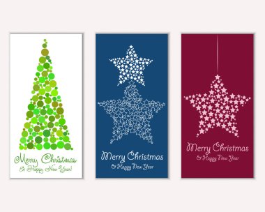 Mutlu Noeller ve mutlu yeni yıl tebrik kartları. Vektör çizim   
