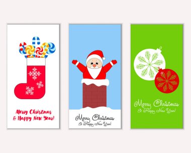 mutlu Noeller ve mutlu yeni yıl tebrik kartları vektör çizim