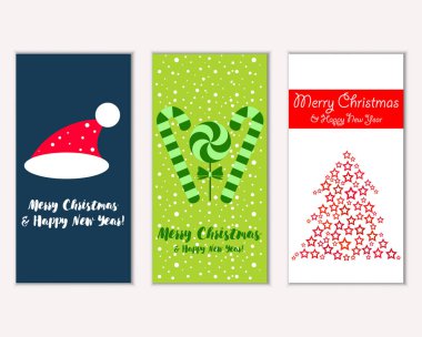 mutlu Noeller ve mutlu yeni yıl tebrik kartları vektör çizim