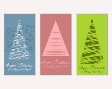 mutlu Noeller ve mutlu yeni yıl tebrik kartları vektör çizim     