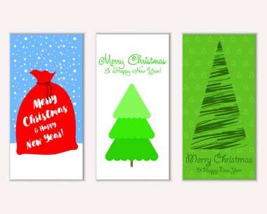 Mutlu Noeller ve mutlu yeni yıl tebrik kartları. Vektör çizim     