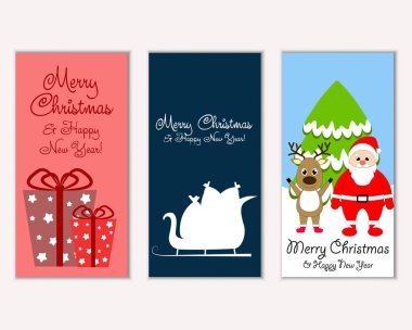 mutlu Noeller ve mutlu yeni yıl tebrik kartları vektör çizim