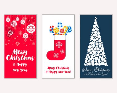 vektör çizim kış tatil tebrik kartları