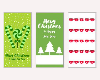 mutlu Noeller ve mutlu yeni yıl tebrik kartları vektör çizim
