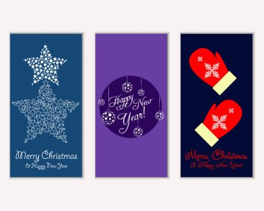 vektör çizim kış tatil tebrik kartları