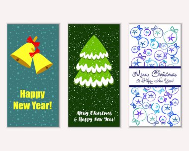 vektör çizim kış tatil tebrik kartları