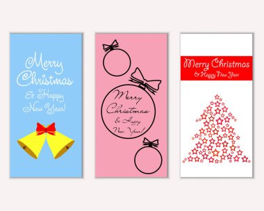 mutlu Noeller ve mutlu yeni yıl tebrik kartları vektör çizim
