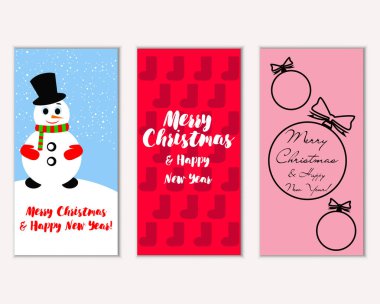 mutlu Noeller ve mutlu yeni yıl tebrik kartları vektör çizim