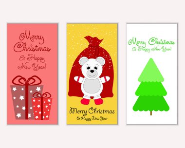 Mutlu Noeller ve mutlu yeni yıl tebrik kartları. Vektör çizim 