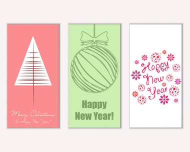 mutlu Noeller ve mutlu yeni yıl tebrik kartları vektör çizim