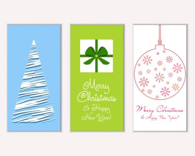 vektör çizim kış tatil tebrik kartları