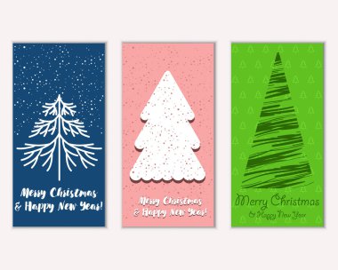 Mutlu Noeller ve mutlu yeni yıl tebrik kartları. Vektör çizim 