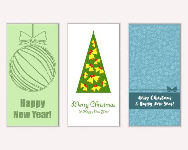 Renkli Noel kartları ile yeni yıl süslemeleri, illüstrasyon vektör