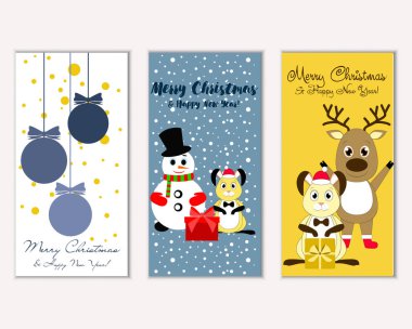 Renkli Noel kartları ile yeni yıl süslemeleri, illüstrasyon vektör