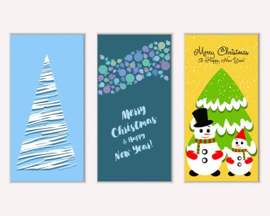 vektör çizim kış tatil tebrik kartları