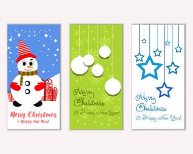 mutlu Noeller ve mutlu yeni yıl tebrik kartları vektör çizim