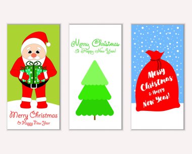 Mutlu Noeller ve mutlu yeni yıl tebrik kartları. Vektör çizim     