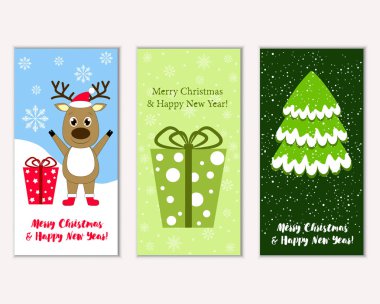 vektör çizim kış tatil tebrik kartları