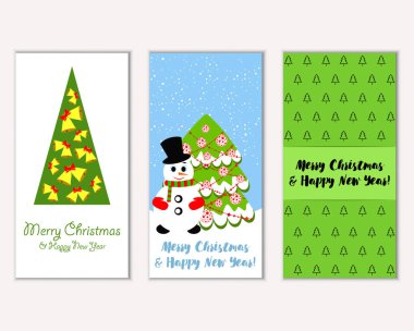 Renkli Noel kartları ile yeni yıl süslemeleri, illüstrasyon vektör