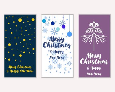 vektör çizim kış tatil tebrik kartları