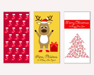 mutlu Noeller ve mutlu yeni yıl tebrik kartları vektör çizim