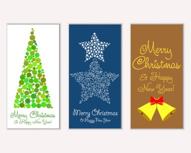 Mutlu Noeller ve mutlu yeni yıl tebrik kartları. Vektör çizim   