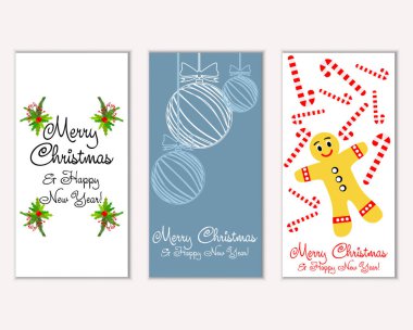mutlu Noeller ve mutlu yeni yıl tebrik kartları vektör çizim