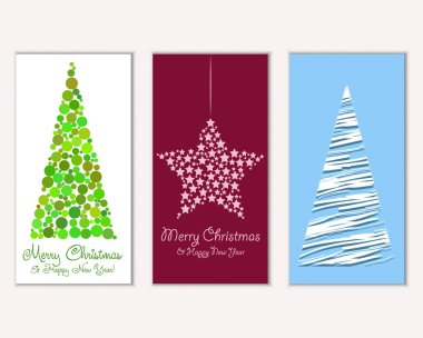 Mutlu Noeller ve mutlu yeni yıl tebrik kartları. Vektör çizim   