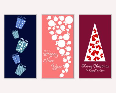 vektör çizim kış tatil tebrik kartları