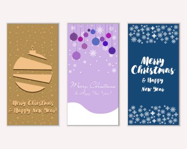 mutlu Noeller ve mutlu yeni yıl tebrik kartları vektör çizim