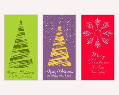 Mutlu Noeller ve mutlu yeni yıl tebrik kartları. Vektör çizim     