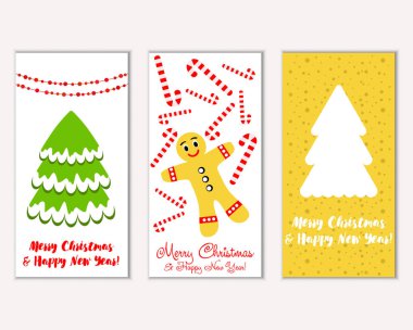 mutlu Noeller ve mutlu yeni yıl tebrik kartları vektör çizim