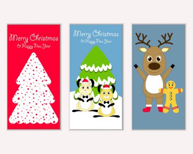 Renkli Noel kartları ile yeni yıl süslemeleri, illüstrasyon vektör