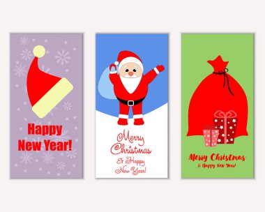 vektör çizim kış tatil tebrik kartları