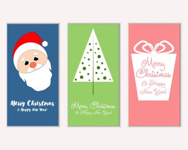 mutlu Noeller ve mutlu yeni yıl tebrik kartları vektör çizim     