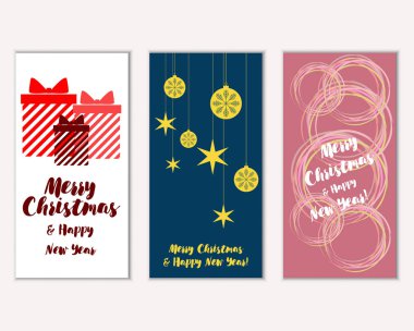 Renkli Noel kartları ile yeni yıl süslemeleri, illüstrasyon vektör